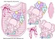 Cute Pink Ele on Button Bib with Bow & Ballooons