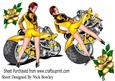 Biker Babe in Yellow Hot Pants Lowrider Bike A4