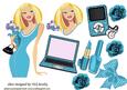 Trendy Lady with Her Pooch and Turq Gadgets A4