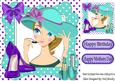 Pretty Lady with Her Lippy and Turq Hat 8x8