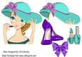 Pretty Lady with Her Lippy and Turq Hat A4