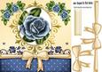 Pretty Blue Rose with Gold Bow in Ornate Frame 8x8