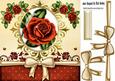 Pretty Red Rose with Gold Bow in Ornate Frame 8x8