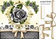 Pretty Silver Rose with Gold Bow in Ornate Frame 8x8