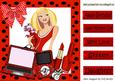 Trendy Lady with Her Pooch and Red Gadgets 8x8