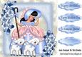 Little Bo Peep with Her Little Lambs and Blue Flowers 8x8