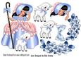 Little Bo Peep with Her Little Lambs and Blue Flowers A4