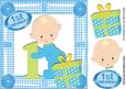 Little Baby Boy with His Present, 1st Birthday 8x8