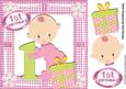 Little Baby Girl with Her Present, 1st Birthday 8x8