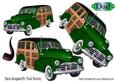 1948 Green Vintage Woody Car with Pipe A4