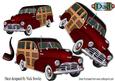 1948 Red Vintage Woody Car with Pipe A4