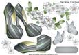 Pretty Silver Stripe Shoes with Flowers A4