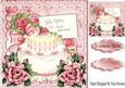 Pretty Birthday Cake with Pink Roses & Bow 8x8