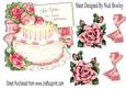 Pretty Birthday Cake with Pink Roses & Bow A4