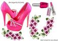Pretty Cerise Shoes on Lace with Flowers & Lippy A4