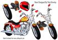 Customized, Motorbike with Flames , Helmet and Gloves A4