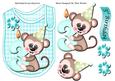 Little Monkey in Party Hat on a Bib 3rd Birthday
