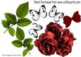 Pretty Red Roses and White Butterflies Green Leaves A4