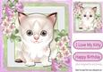 Cute Kitty with Flowers and Bows 8x8