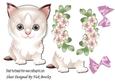 Cute Kitty with Flowers and Bows A4