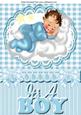 Baby Boy Sleeping on a Cloud with Stars A4