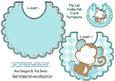 Sleepy Little Monkey on a Blue Bib