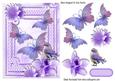 Pretty Lilac Butterflies, Flowers and Bird