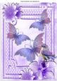 Pretty Lilac Butterflies, Flowers and Bird A4
