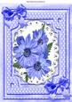 Pretty Cornflower Blue Flowers on Lace with Bows A4