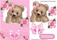 Cute Fuzzy Bear with Pink Bow and Flowers
