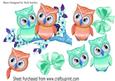 Cute Little Brown/green Owls on a Branch with Blossoms A4