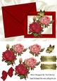 Pretty Red & Pink Roses on a Card and Envelope
