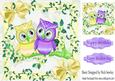 Pretty Lemon & Purple Owl on a Branch with Blossoms 8x8