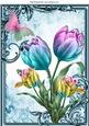 Pretty Painted Rainbow Tulips with Butterfly A4