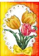 Pretty Hand Painted Red and Yellow Tulips with Bow A4