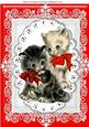 Pretty Vintage Kittens in Red Bows on Lace A4