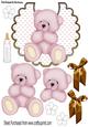 Cute Pink Teddy on a Polkadot Bib & Gold Bows A4