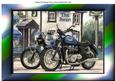 Vintage Blue Motorbikes Outside a Country Pub A4