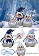 Penguin Family in the Antarctic with Hat and Scarf On