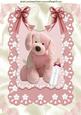 Pink Fluffy Puppy with Bows on a Lace Bib A4