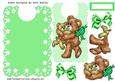 Fur Baby Bear with Mummy on Green Lace Bib with Bows