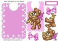 Fur Baby Bear with Mummy on Pink Lace Bib with Bows