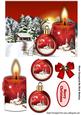 Lovely Snow Scene with Cottage, Red Candle and Bauble
