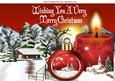 Lovely Snow Scene with Cottage, Red Candle and Bauble A4