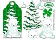 White Polar Bear and Snow Tree on Green Tartan Tag