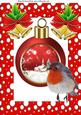 Cute Robin with Christmas Bauble with Snow Scene A4