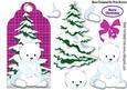 White Polar Bear and Snow Tree on Pink Tartan Tag