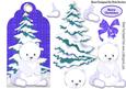 White Polar Bear and Snow Tree on Purple Tartan Tag