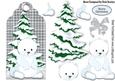 White Polar Bear and Snow Tree on Silver Tartan Tag