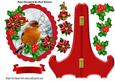 Lovely Red Robin with Holly and Poinsettias Plate & Stand